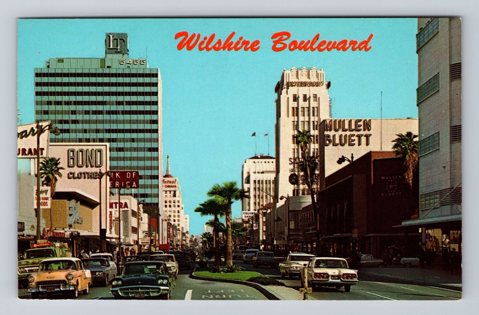 Los Angeles CA-California, Bond Clothing, Mullen Bluett Vintage Postcard