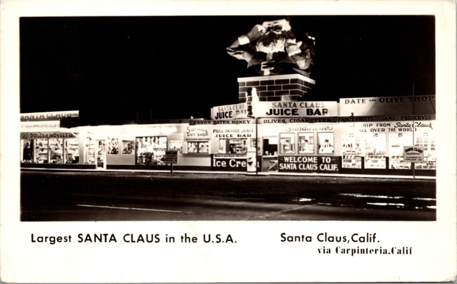 RPPC Largest Santa Claus in U.S.A. Juice Bar Gift Shop California Carpinteria