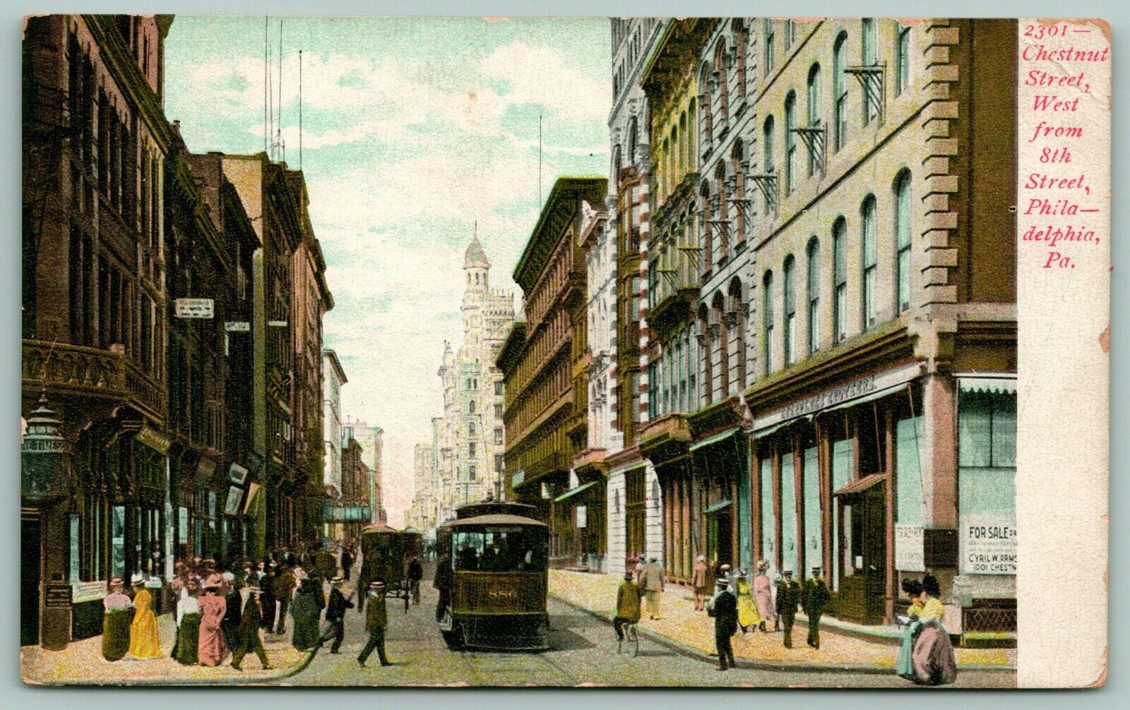 Philadelphia PA~Chestnut Street @ 8th~Trolley #886~Ladies~Corner For Sale~1905