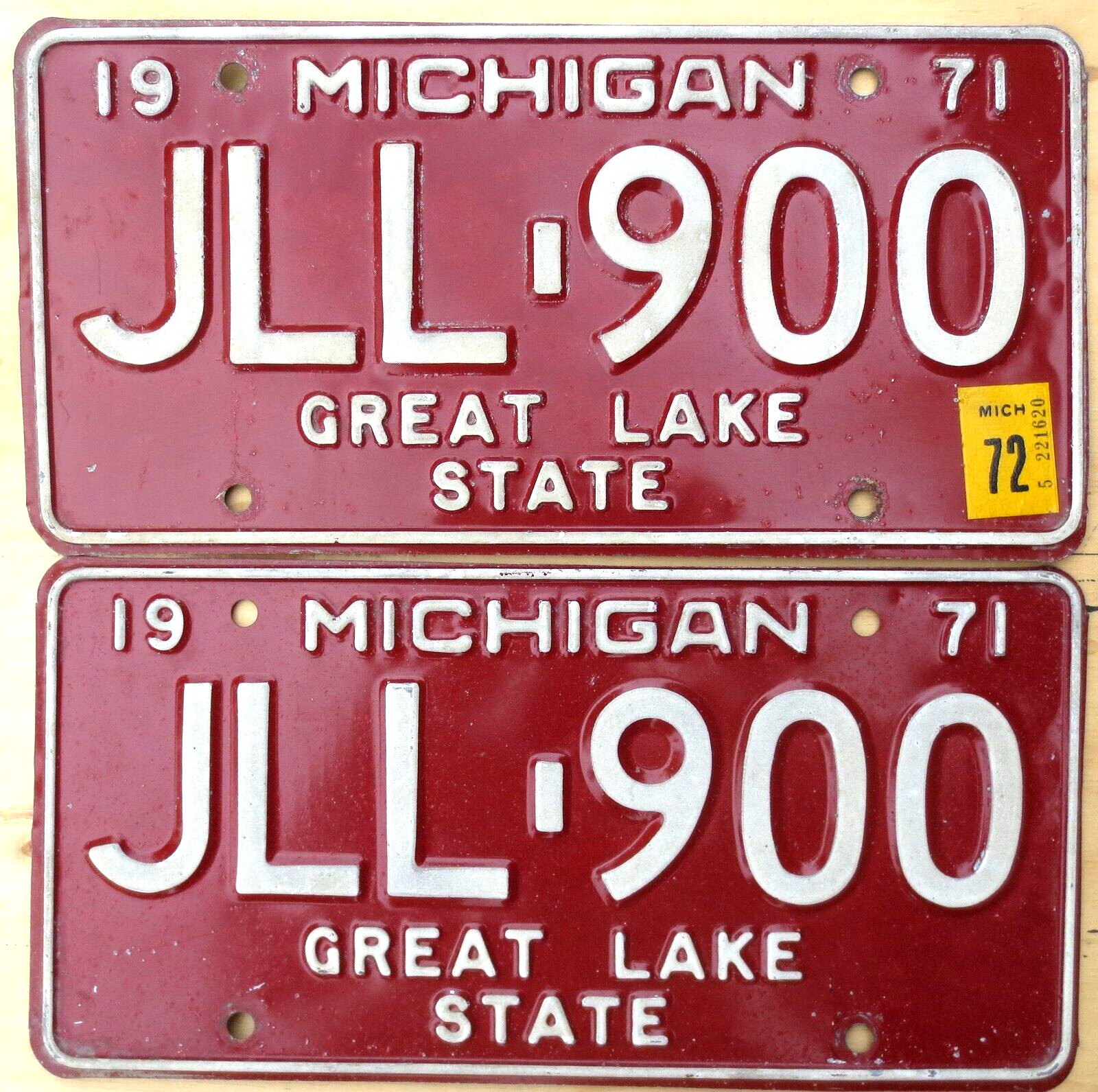1972 Michigan License Plate Number Tag PAIR Plates