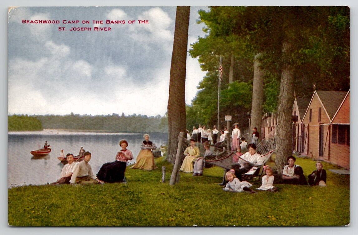 Michigan Beechwood Camp On The Banks of The St Joseph River Postcard C50