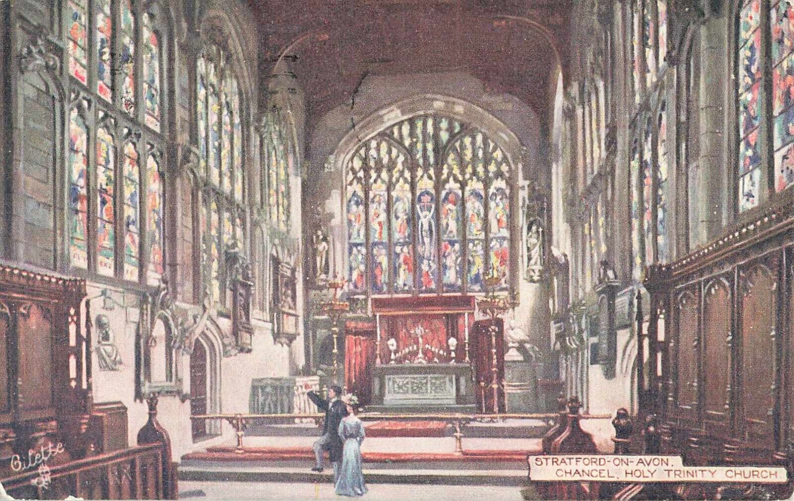 Postcard Shakespeare\'s Country Ser V Chancel Holy Trinity Church Oilette #7800
