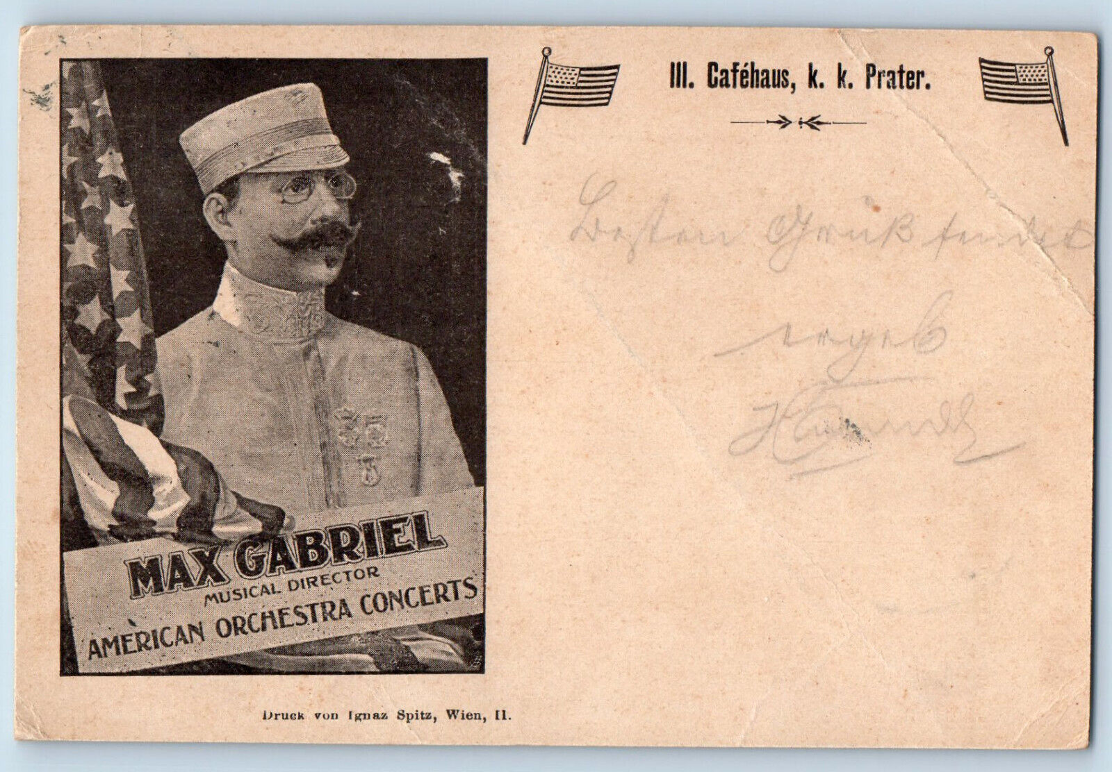 Germany Postcard Max Gabriel Music Director American Orchestra Concerts 1902