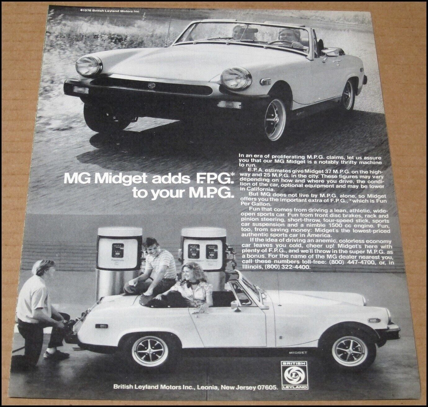 1975 MG Midget Print Ad 1974 Car Automobile Auto Advertisement Vintage Rare
