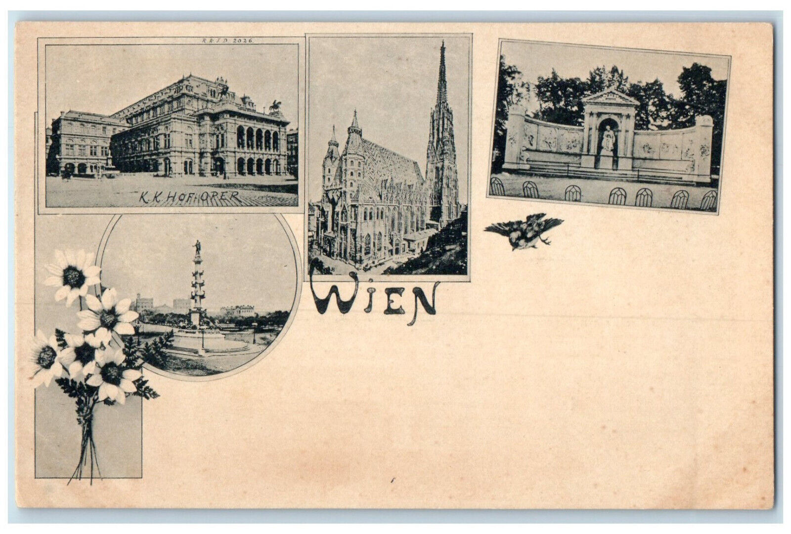 c1905 Church Monument Buildings Multiview Vienna Austria Posted Antique Postcard
