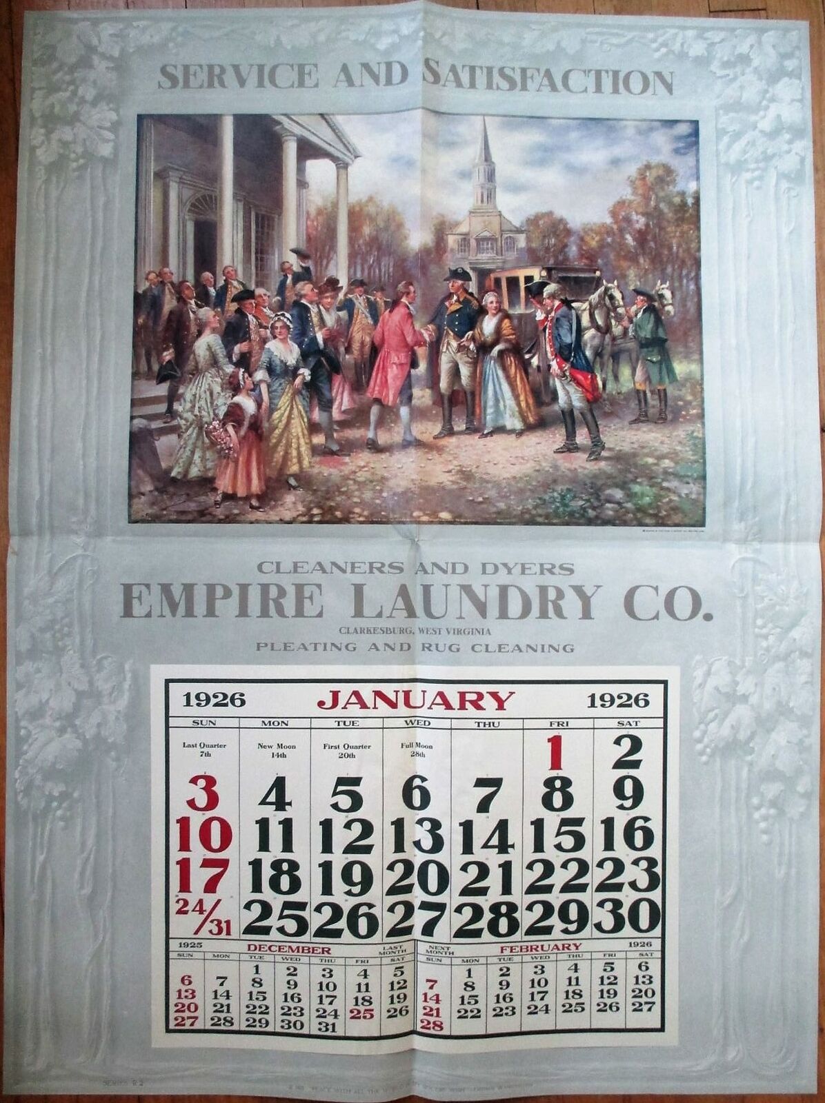 Clarkesburg, WV 1926 Advertising Calendar/42x31 Poster: Laundry - West Virginia