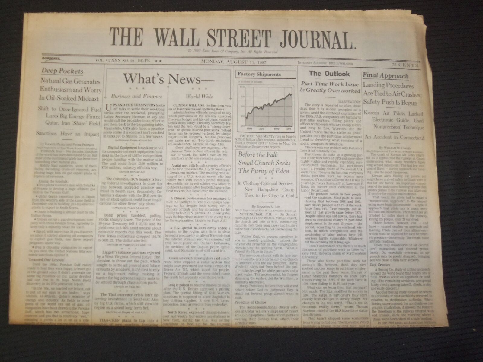 1997 AUG 11 THE WALL STREET JOURNAL - NATURAL GAS GENERATES ENTHUSIASM - WJ 202