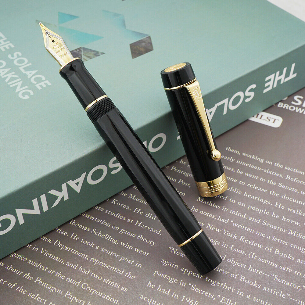 Black Jinhao 100 Centennial Resin Fountain Pen EF/F/M Bent Nib Writing Gift Pen