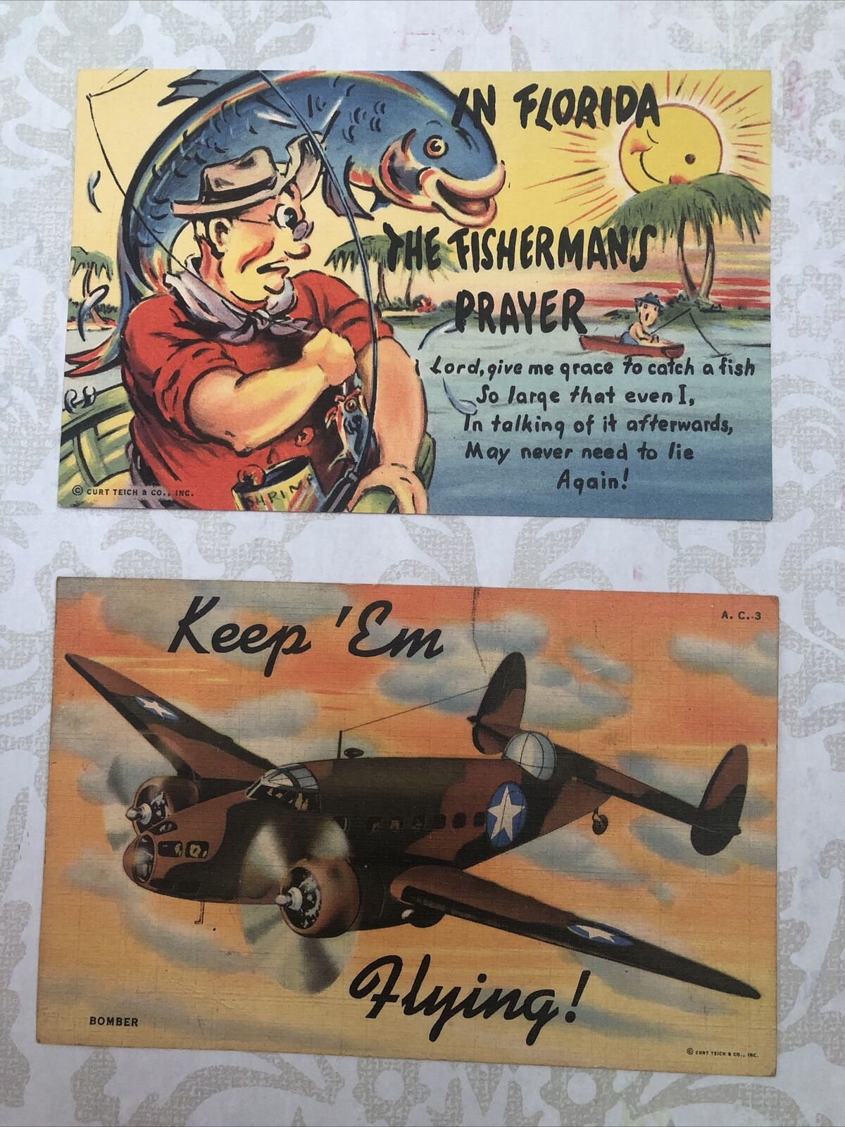 Set Of 2 Antique Florida Postcards