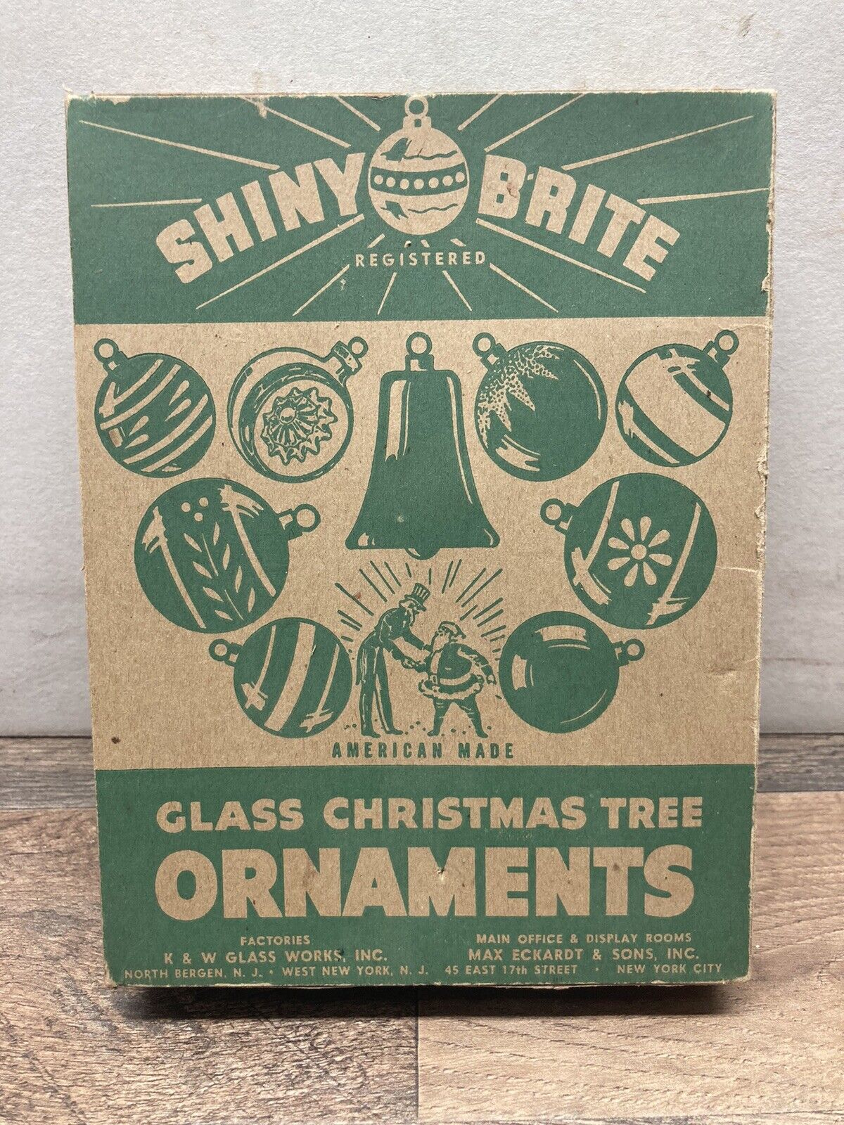 Vintage Uncle Sam Shiny Brite Box 13 Medium Size Mercury Glass Ornaments