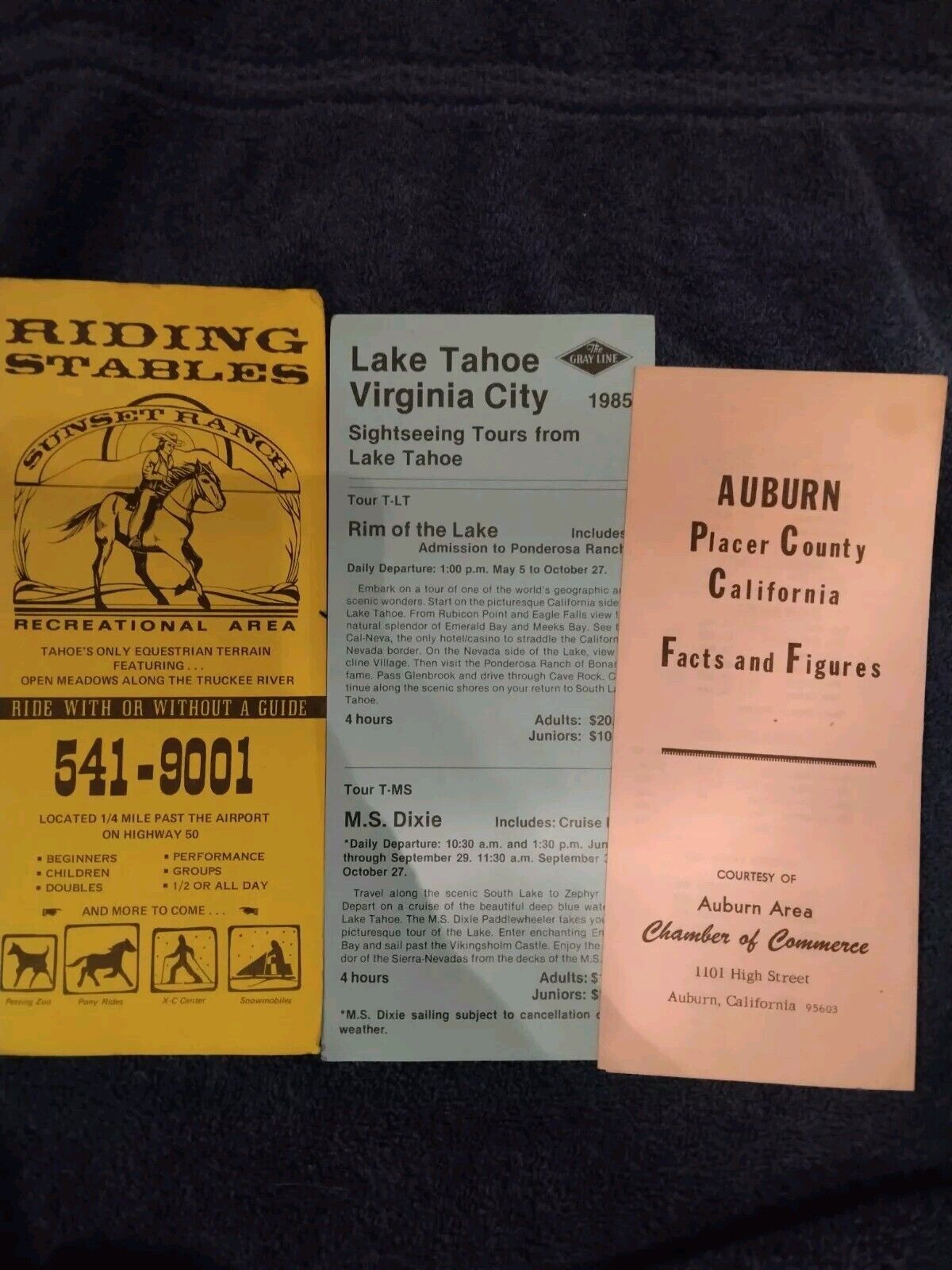 Vintage Lot Of 3 Tourist Brochures Lake Tahoe Auburn Sacramento  California