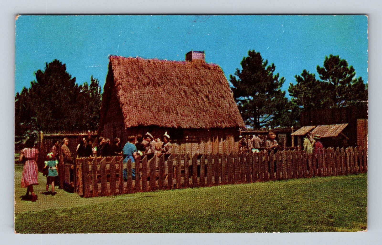 Plymouth MA-Massachusetts, First House Of Plimoth Plantation, Vintage Postcard