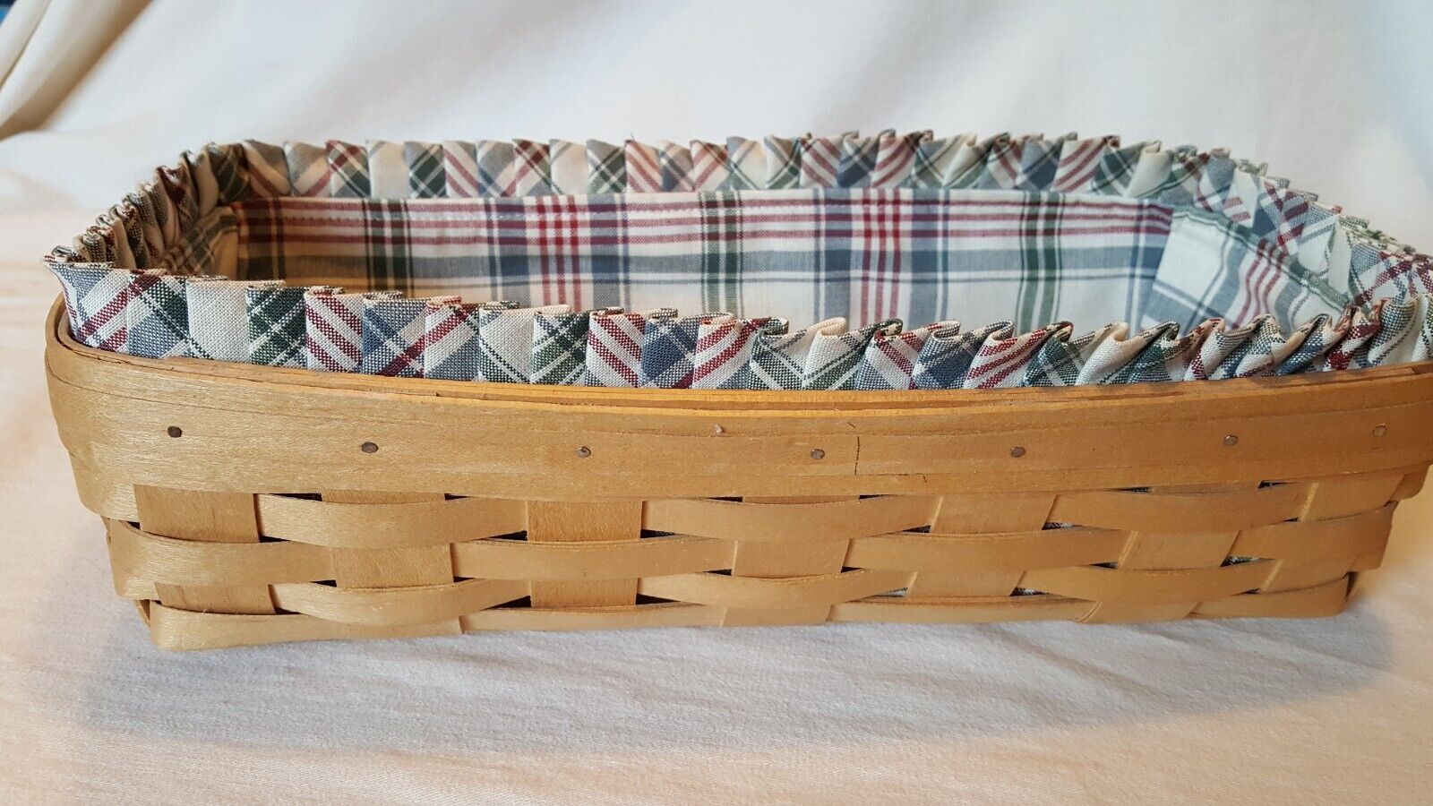 Longaberger Woven Traditions Bread Basket with Market Day fabric liner 14.5x8