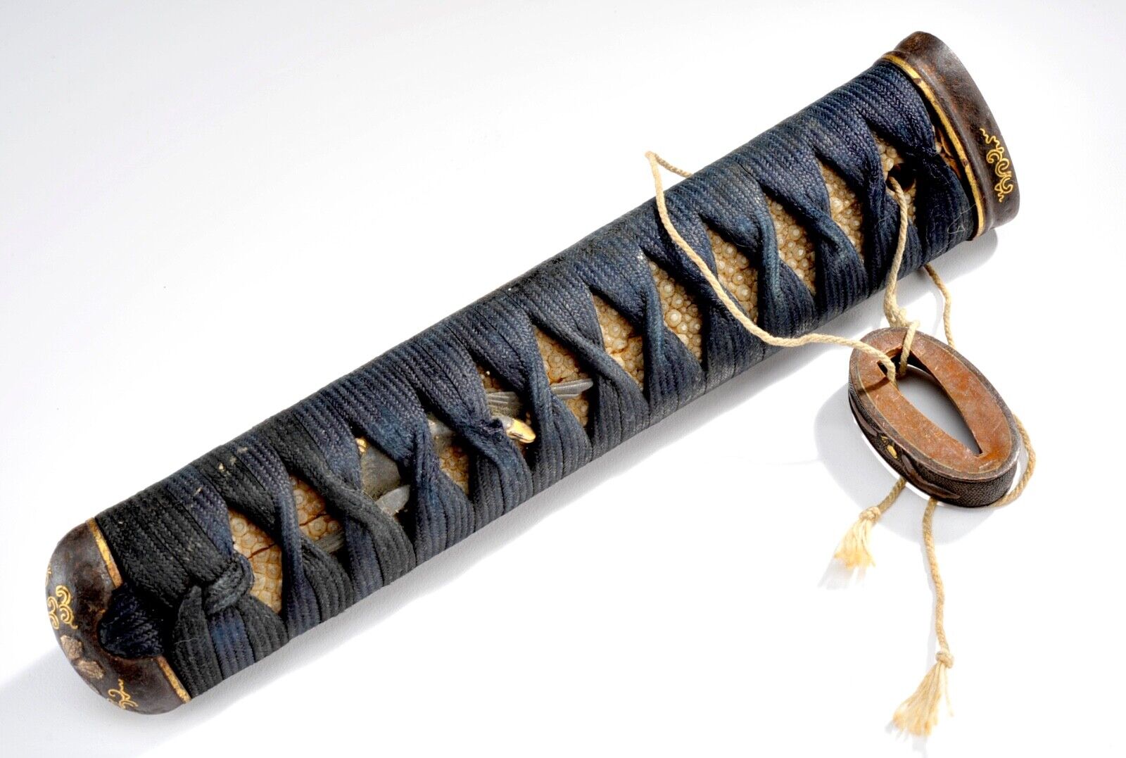 WWII Vintage Japanese Katana Samurai Sword - Hilt Wrap Collar - ITO Menuki Fuchi