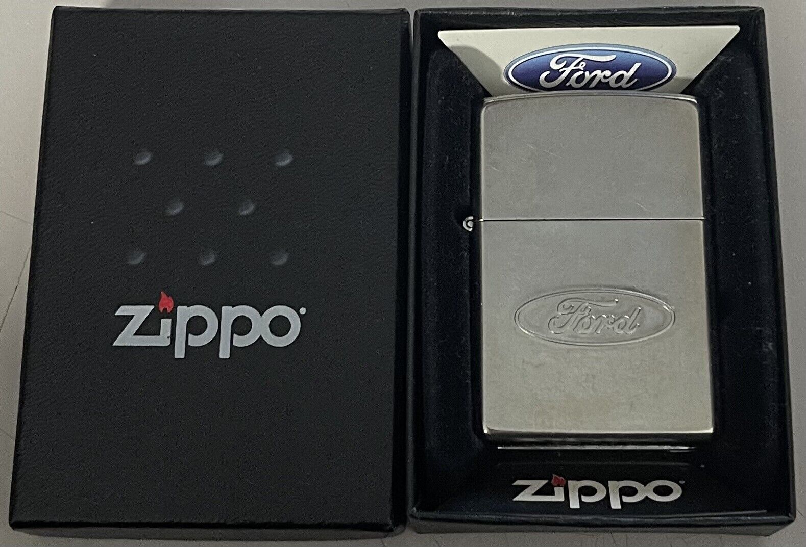 ZIPPO 2010 FORD STAMPED STREET CHROME LIGHTER SEALED IN BOX c654