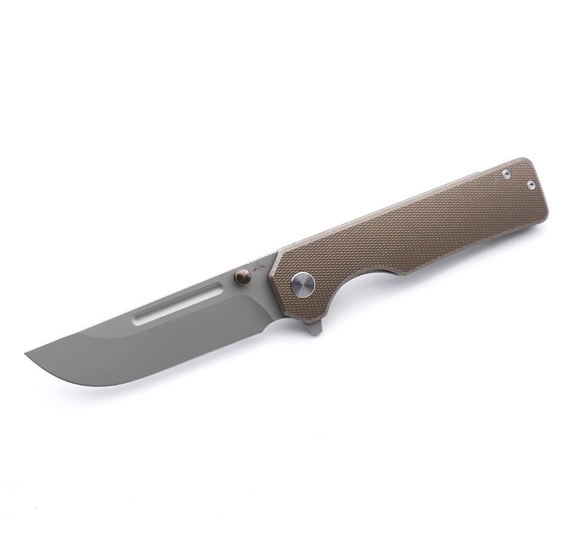 Miguron Ameight Glear Folding Knife Stonewash Bronze S90V Drop Point Titanium