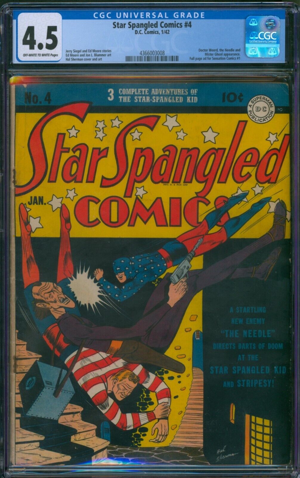Star Spangled Comics #4 (1942) ⭐ CGC 4.5 ⭐ Sensation #1 Ad Golden Age DC Comic
