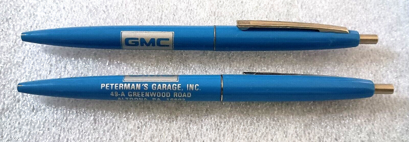 2 Vtg GMC Peterman\'s Garage Altoona Pa BIC Clic Pen NOS 1980s