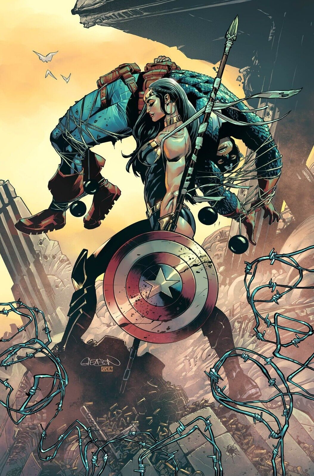 Power Princes 11x17 Captain America POSTER Marvel Comics art Wonder Woman MCU