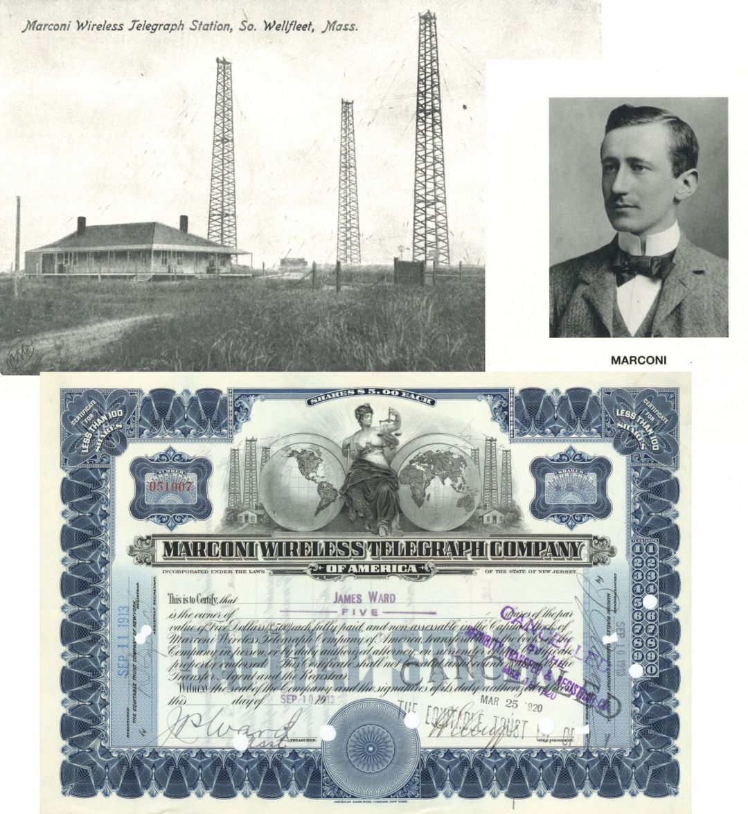 Marconi Wireless Telegraph Co. - Company was Aboard the Titanic - dated 1913-20 