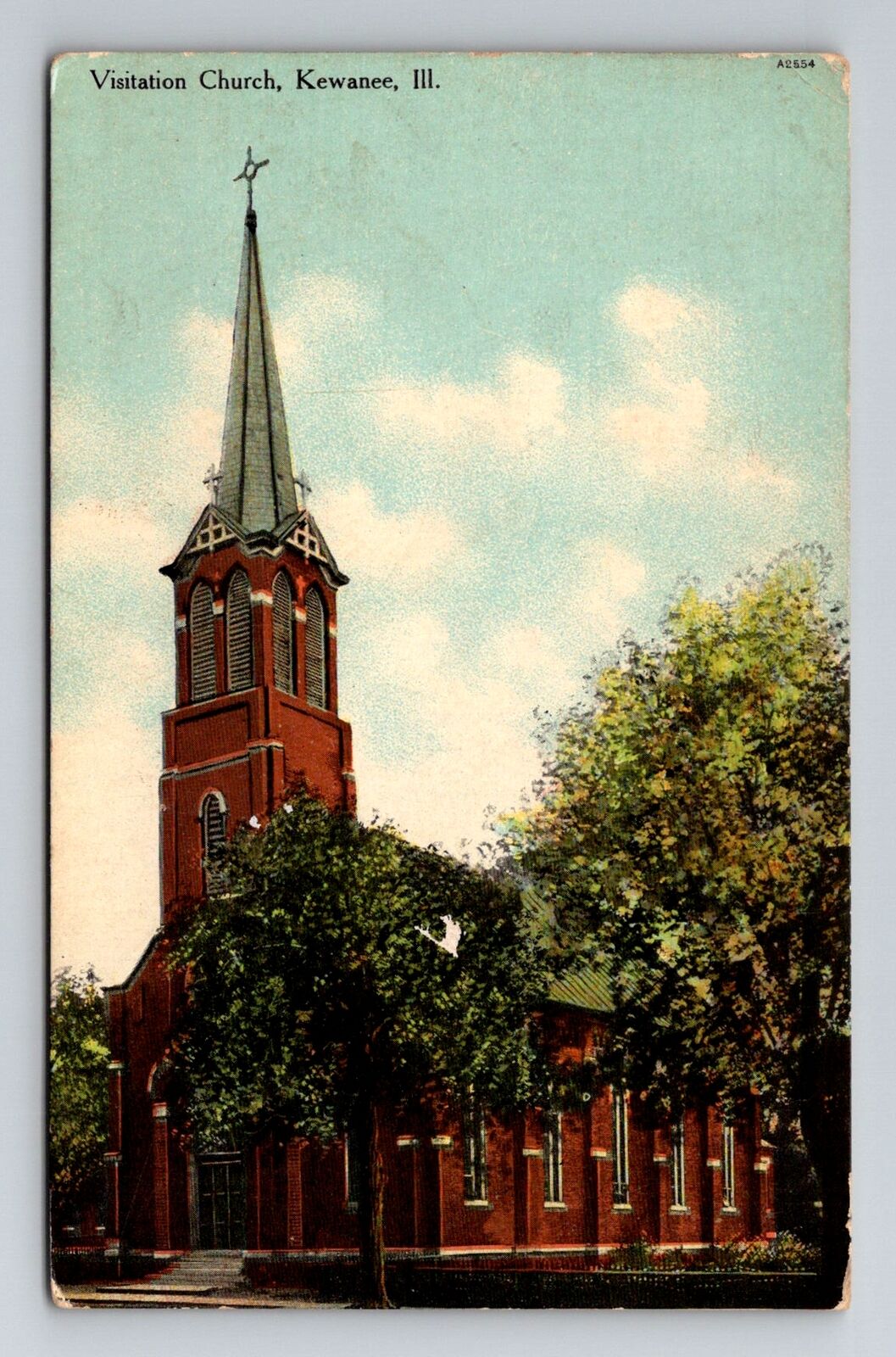 Kewanee, IL-Illinois, Visitation Church Antique c1910, Vintage Souvenir Postcard