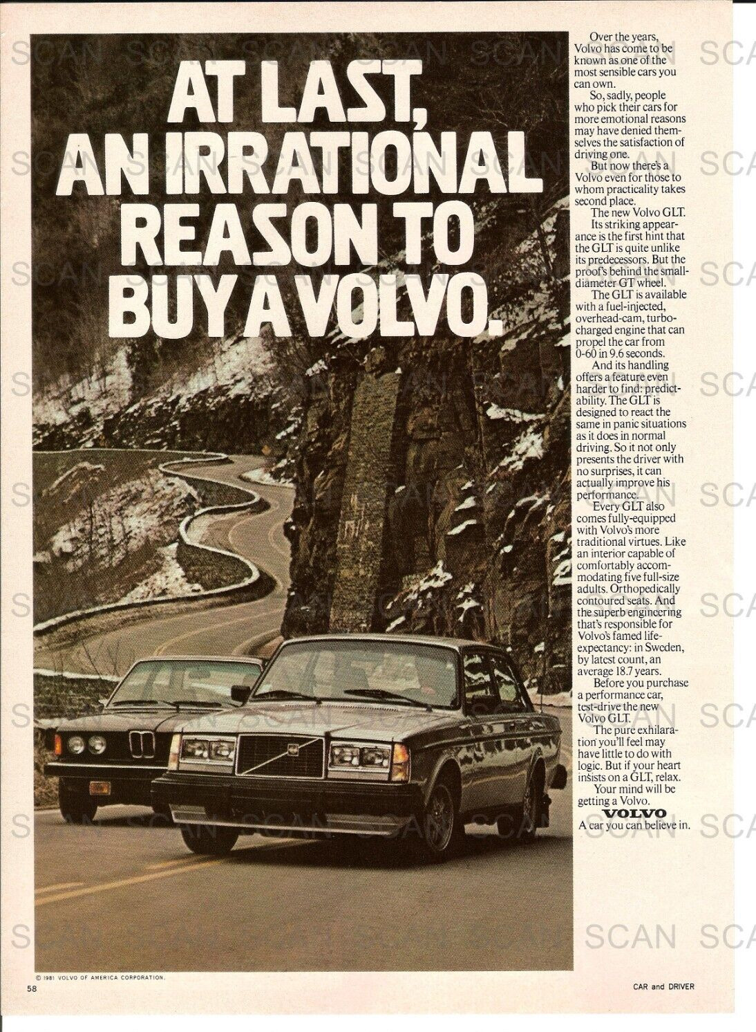 1981 Volvo GLT Vintage Magazine Ad