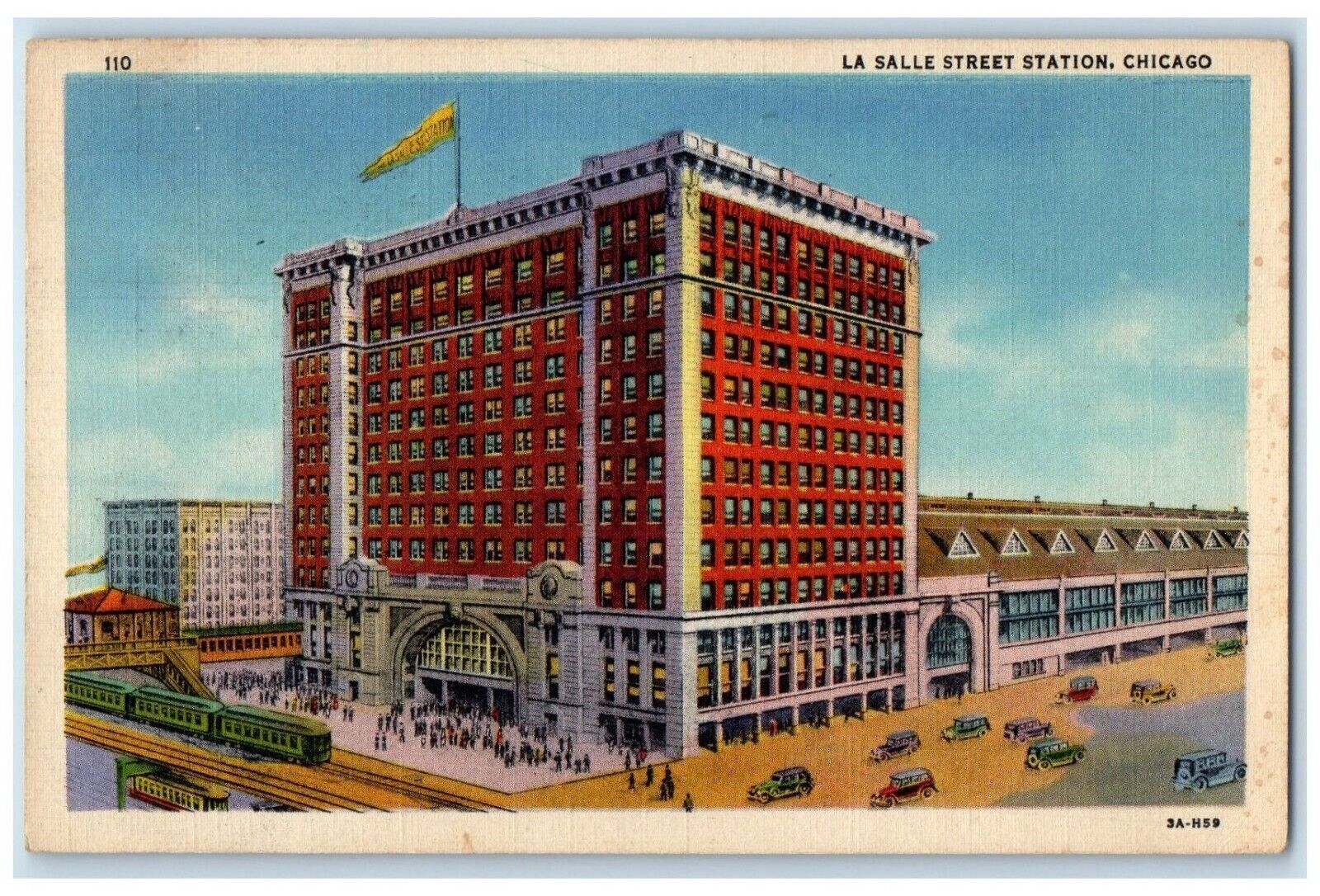 1938 Exterior View La Salle Street Station Building Chicago Illinois IL Postcard