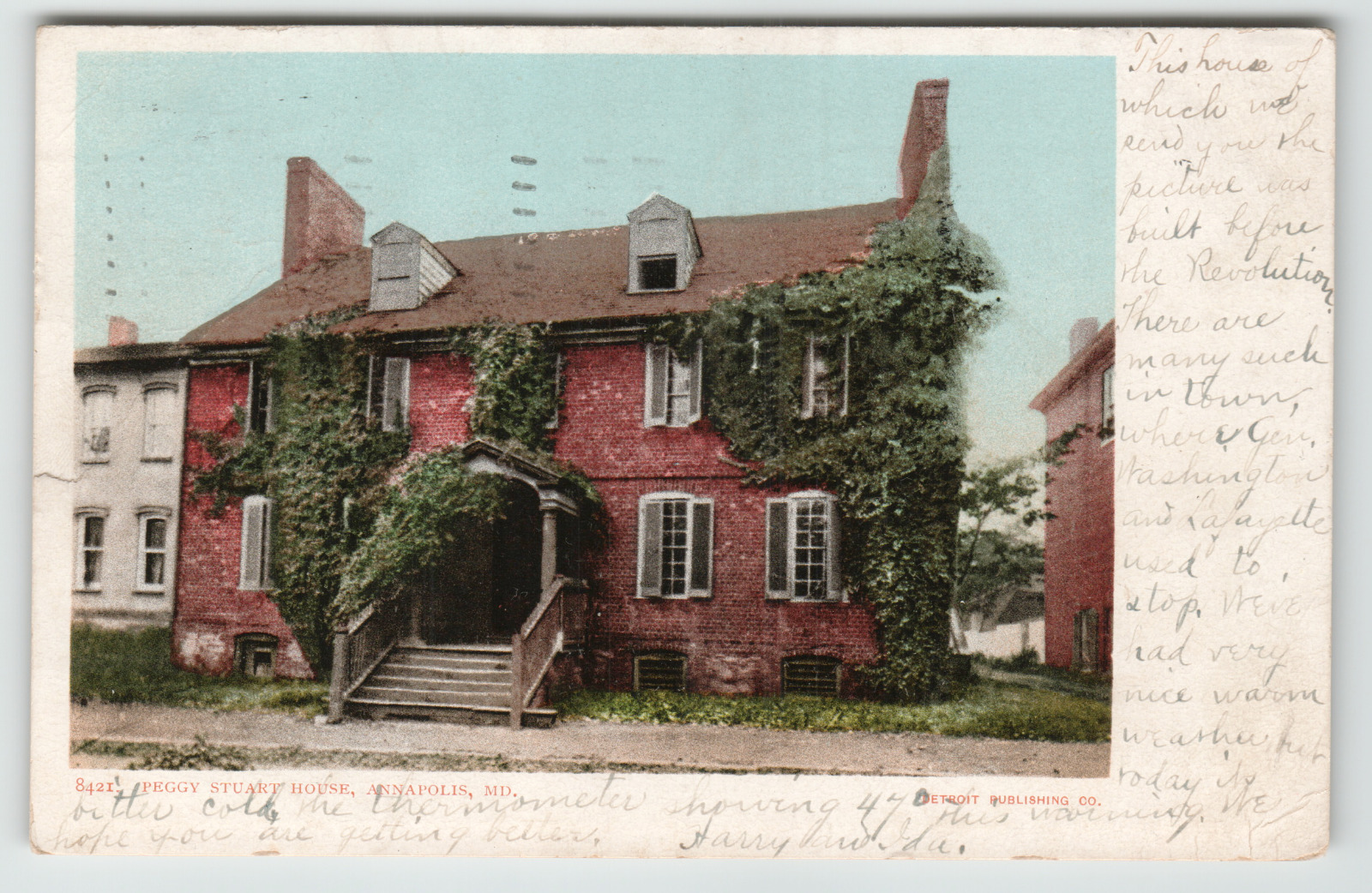 Postcard Vintage 1906 Peggy Stuart House in Annapolis, MD.