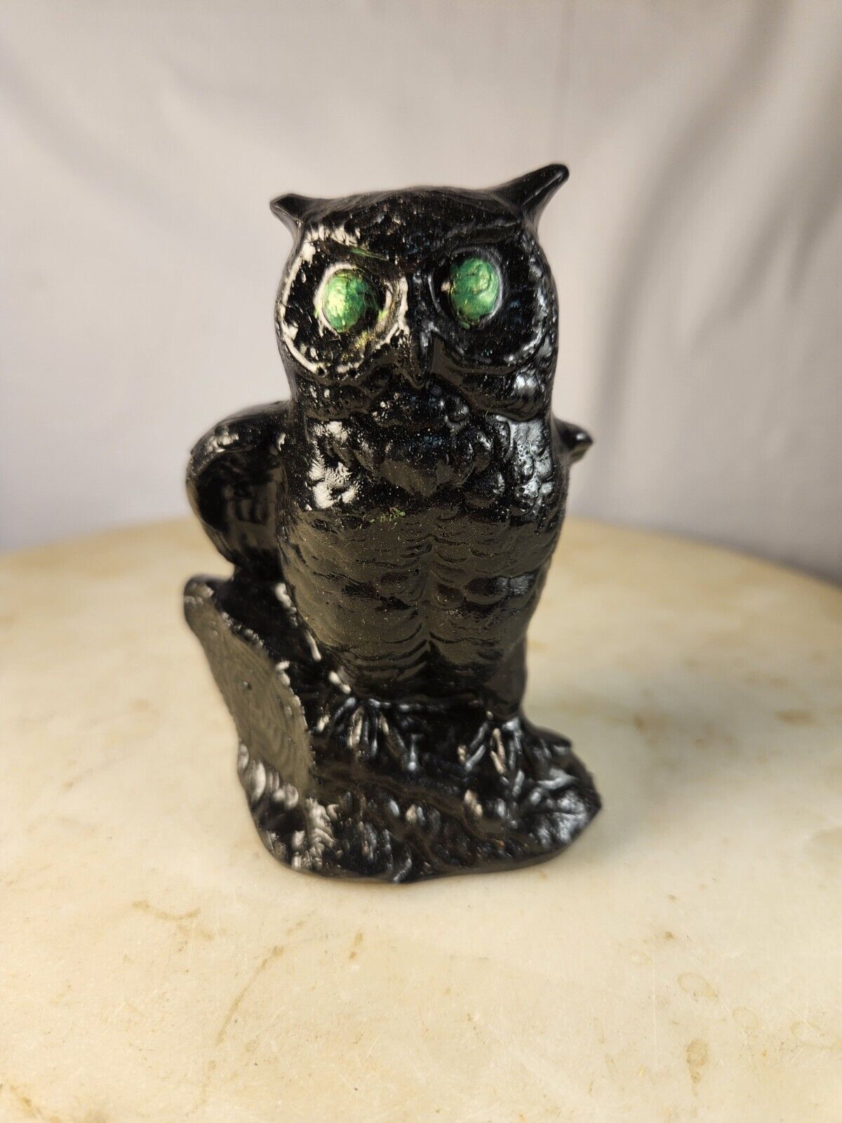 Vintage Owl Figurine Carving Made From Coal