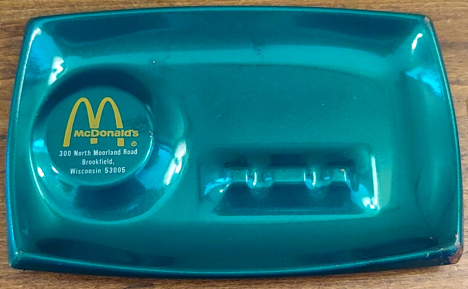 McDonald\'s Fast Food Wisconsin Green Metal Ashtray Advertising Smoking 