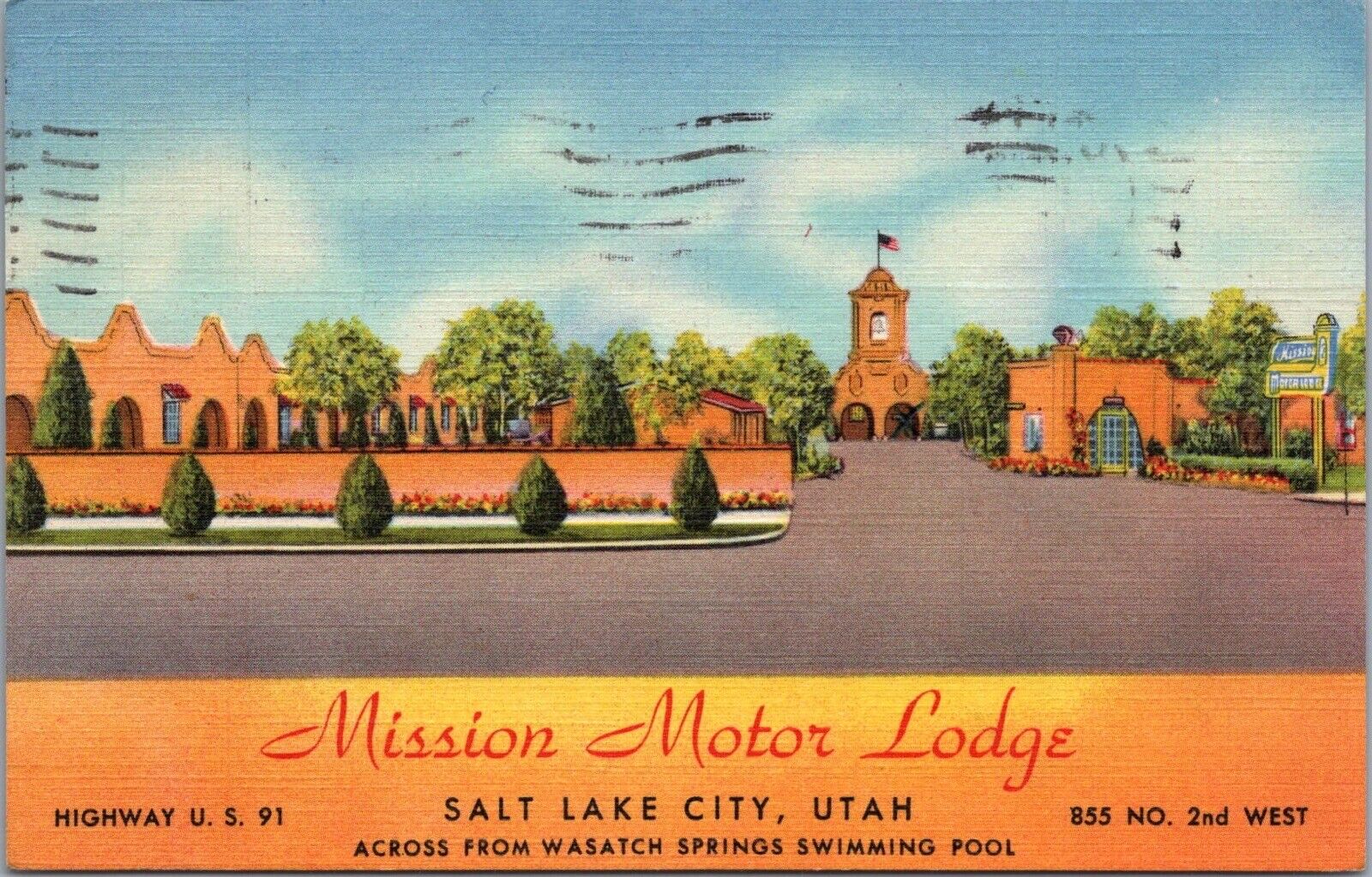 SALT LAKE CITY, Utah  UT    Roadside  MISSION MOTOR LODGE c1940s Linen Postcard