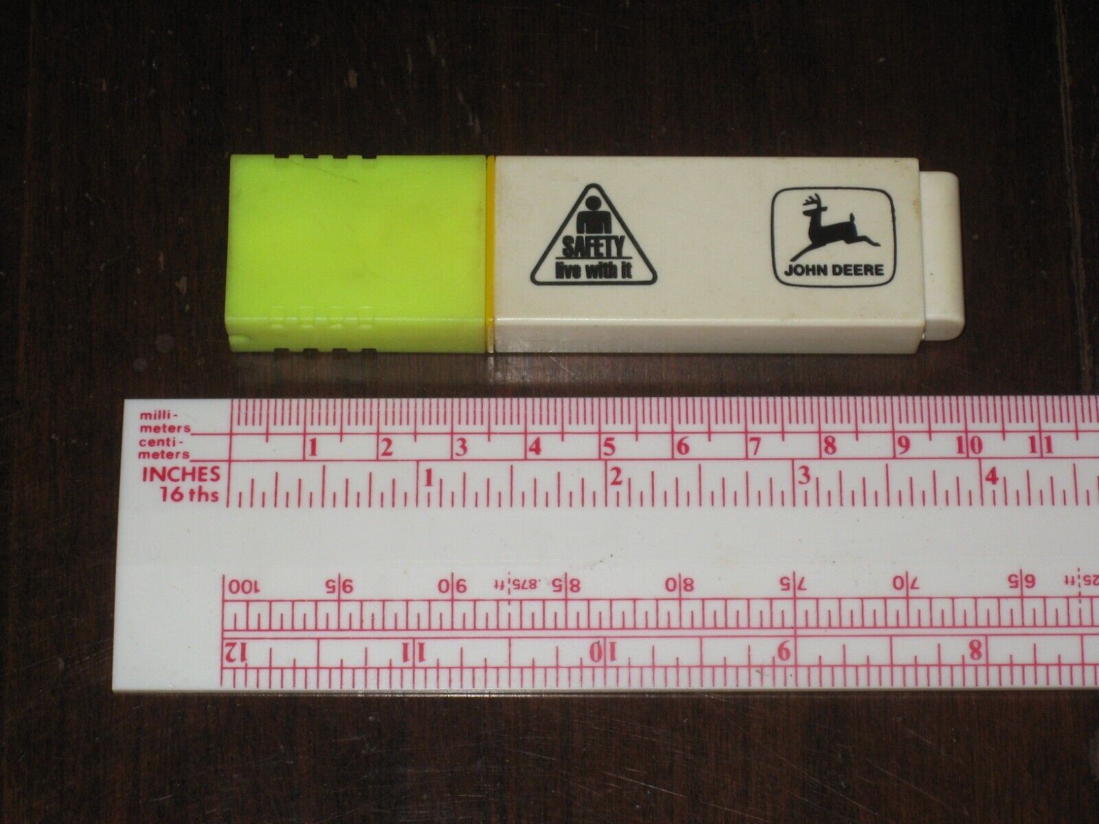Vintage Advertising John Deere Safety Live with It Yellow Highlighter Marker 