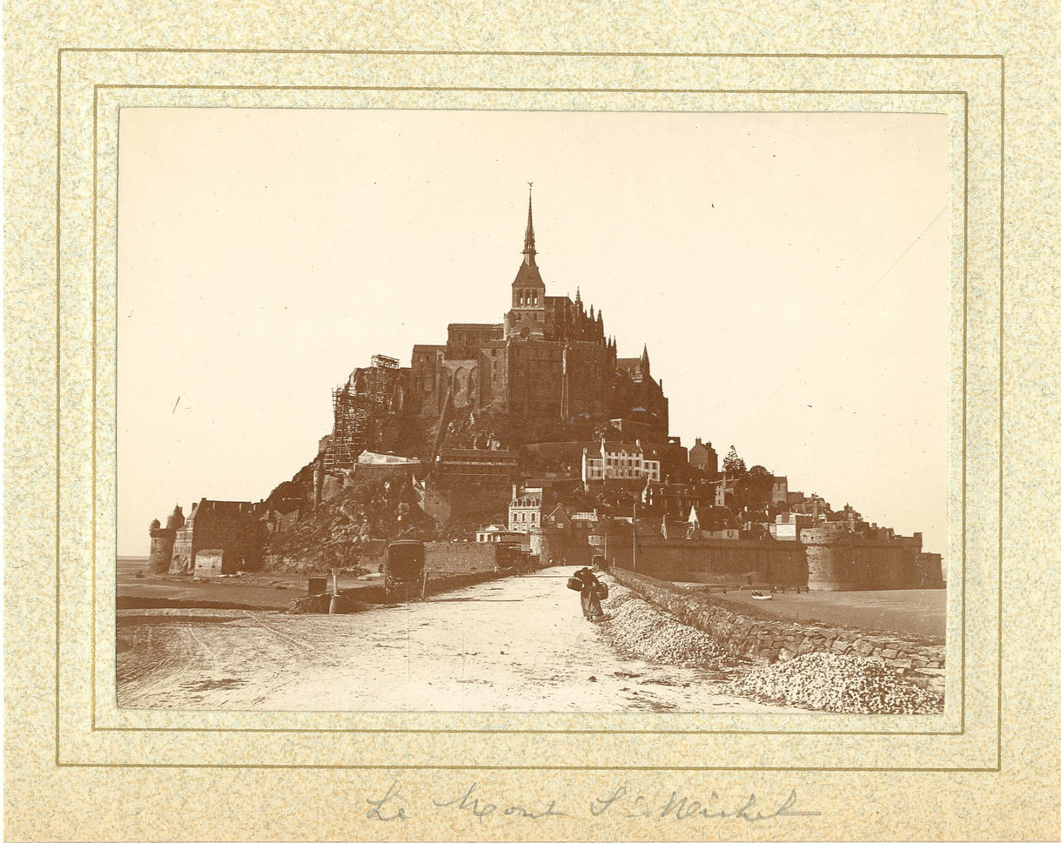 France, le mont St. Michel vintage print.  8x11 Citrate Print Circa 19