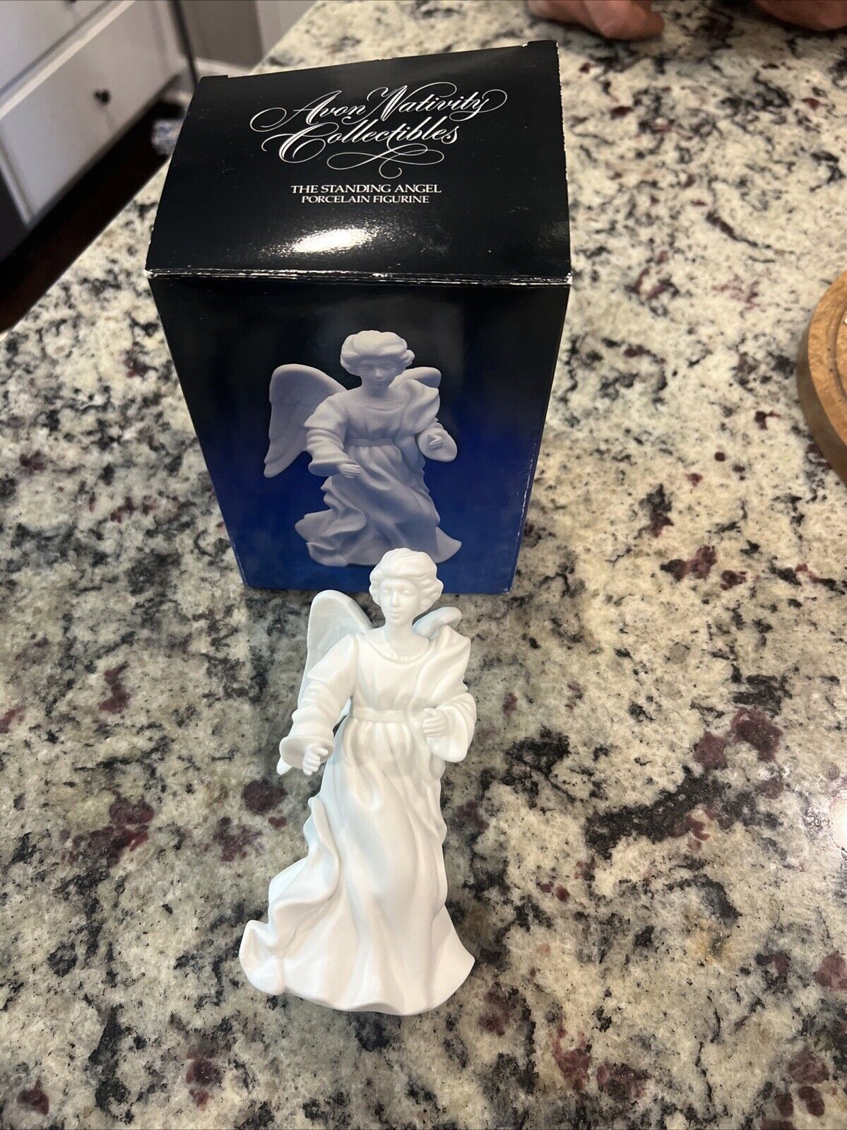 Avon Nativity THE STANDING ANGEL White Porcelain Bisque Christmas Figure In Box