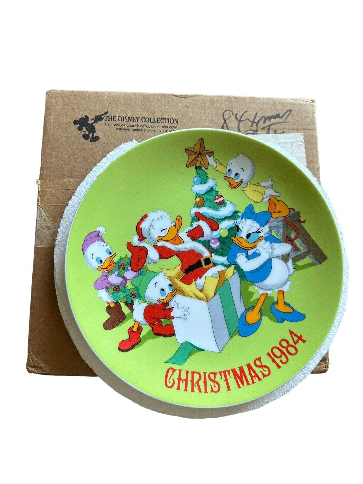 Vintage DISNEY Donald Duck Christmas 1984 Collectors Plate W Original Box
