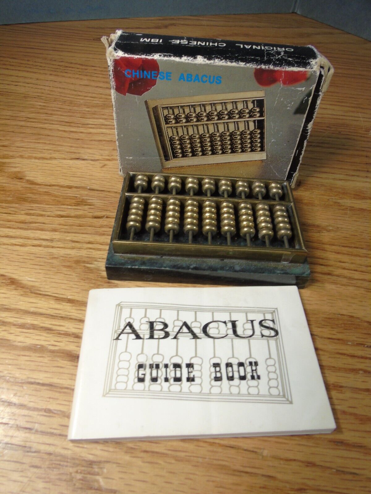 Vintage IBM Brass and Marble Based Abacus with Box and Instructions