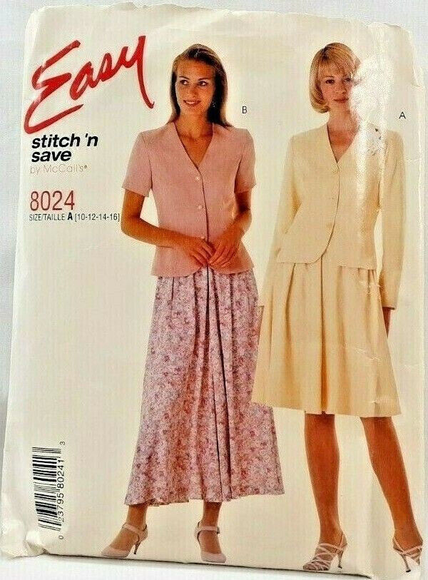 1996 McCalls Sewing Pattern 8024 Womens Jacket & Skirt 2 Lengths Size 10-16 6805