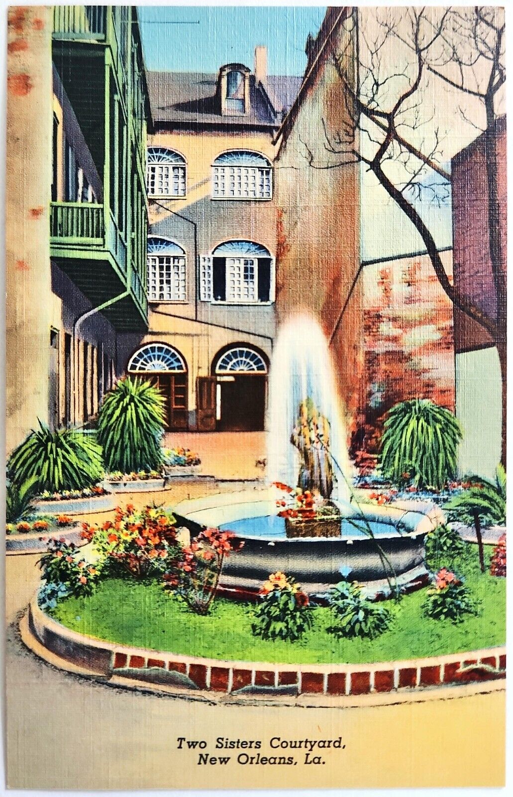 c1940s Postcard New Orleans, Louisiana LA Two Sisters Courtyard A2