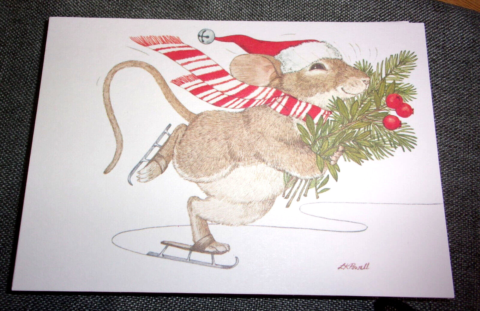 Adorable Vtg 1984 Unused Current Inc Skating Critter Christmas Mouse Postcard