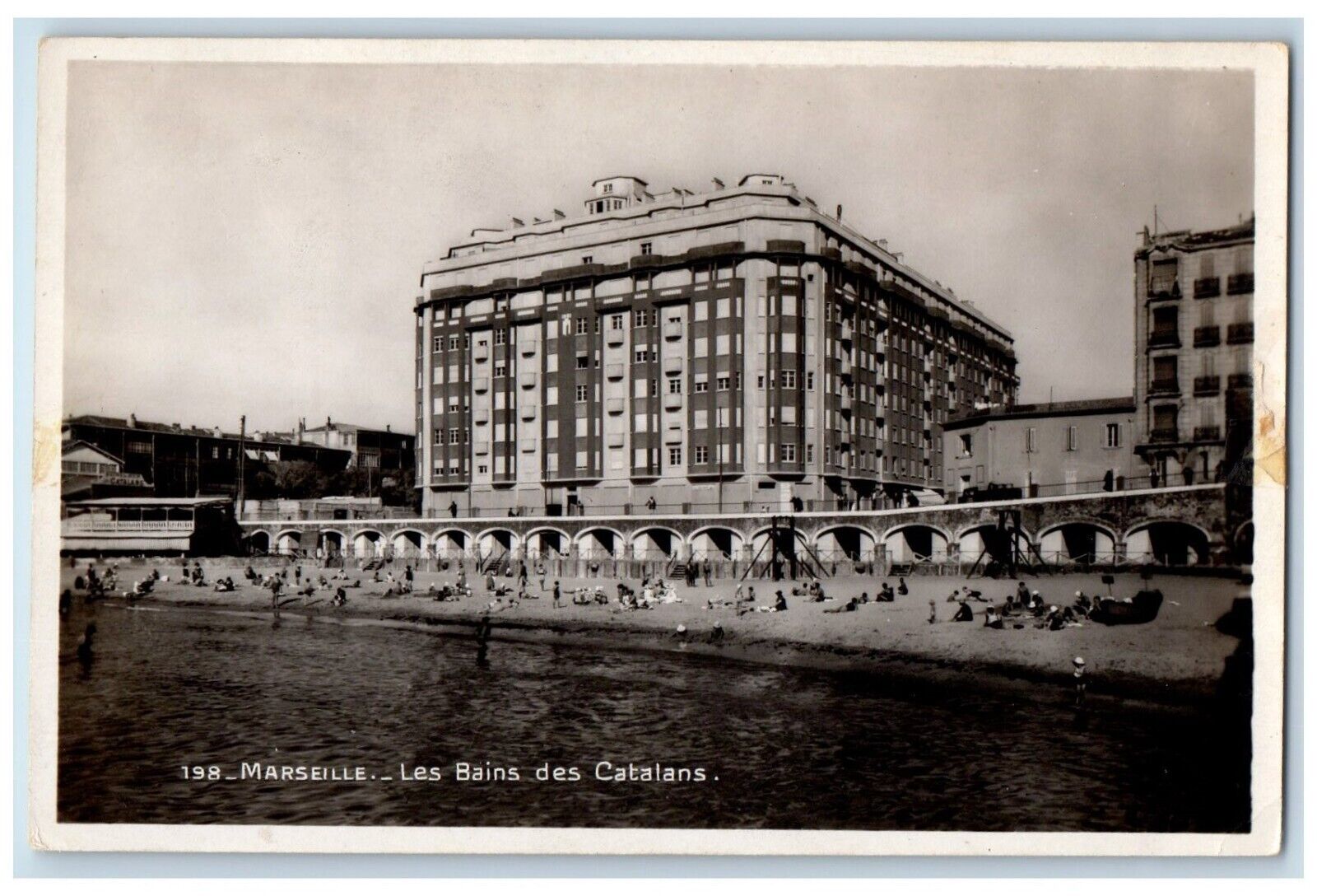 Marseille Les Bains Des Catalans France Unposted Vintage RPPC Photo Postcard