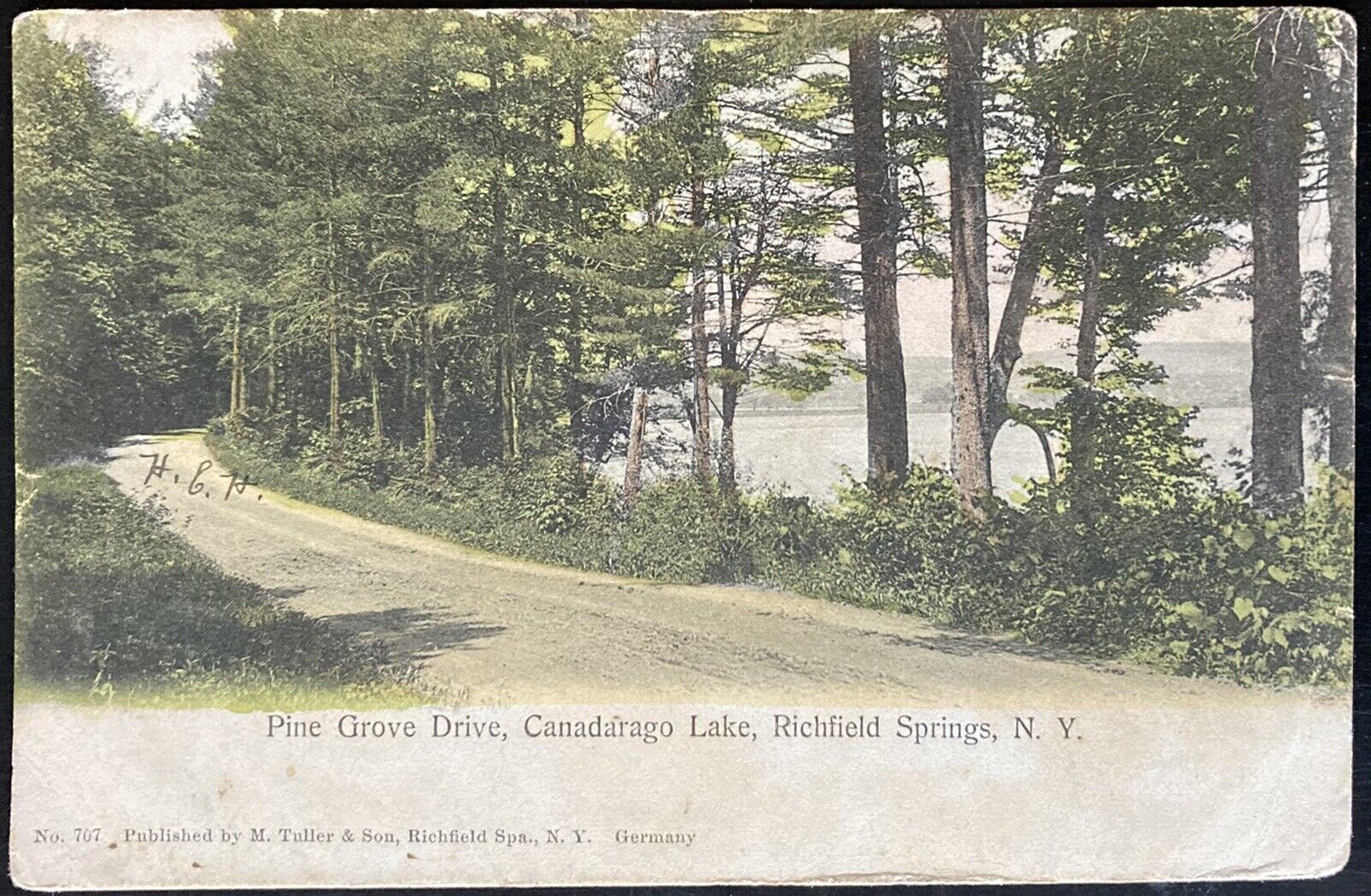 RICHFIELD SPRINGS, NY. C.1905 PC.(M47)~VIEW OF CANADARAGO LAKE, PINE GROVE DR.