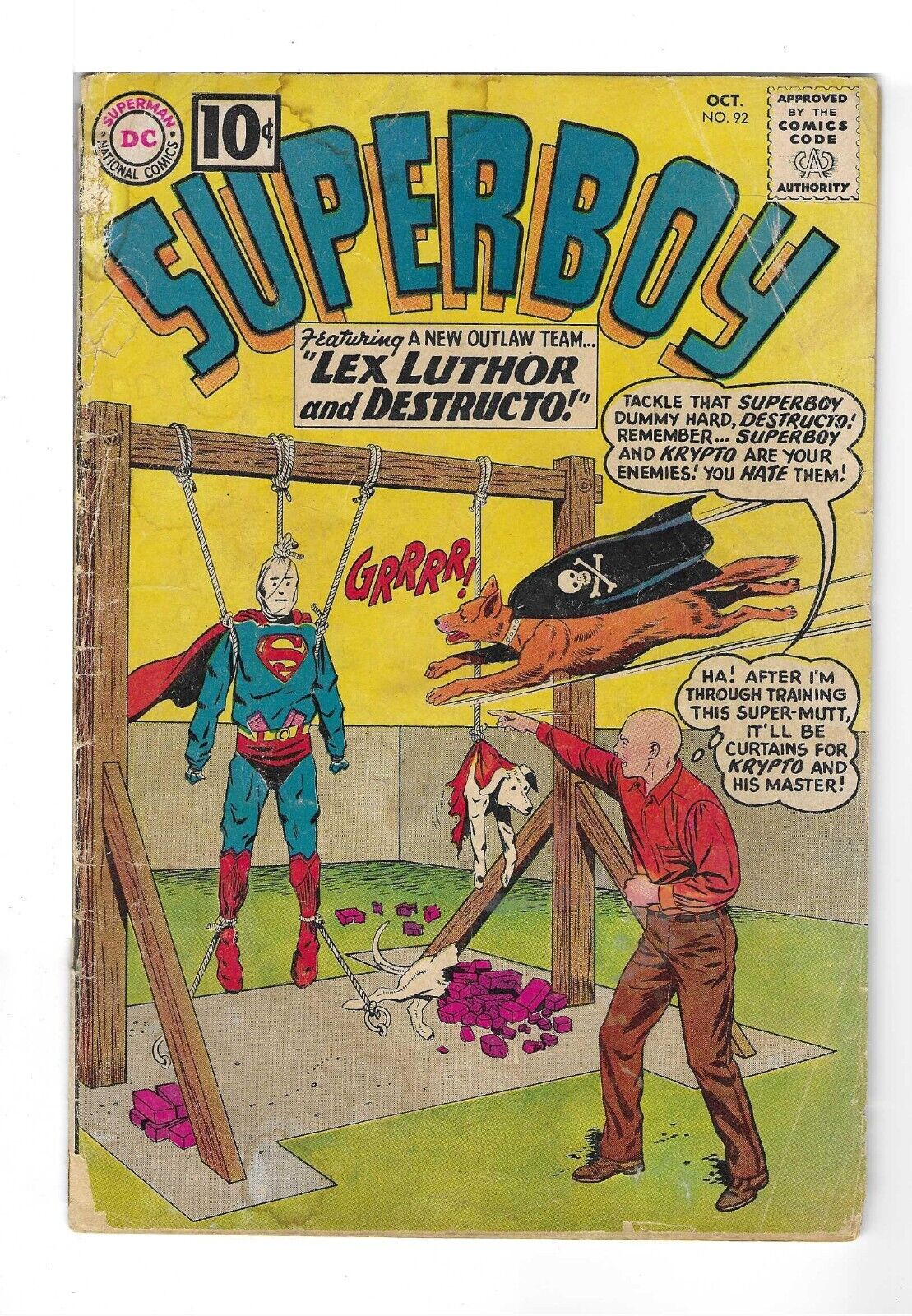 SUPERBOY #92 --- ORIGIN OF LEX LUTHOR RETOLD DC Comics 1961 FR/GD