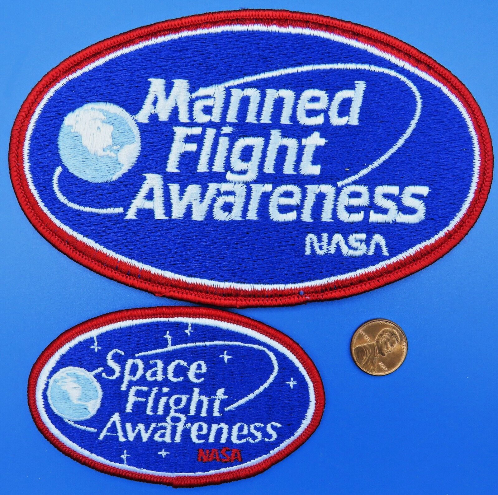NASA PATCH PAIR vtg MANNED Flight Awareness / SPACE Flight Awareness