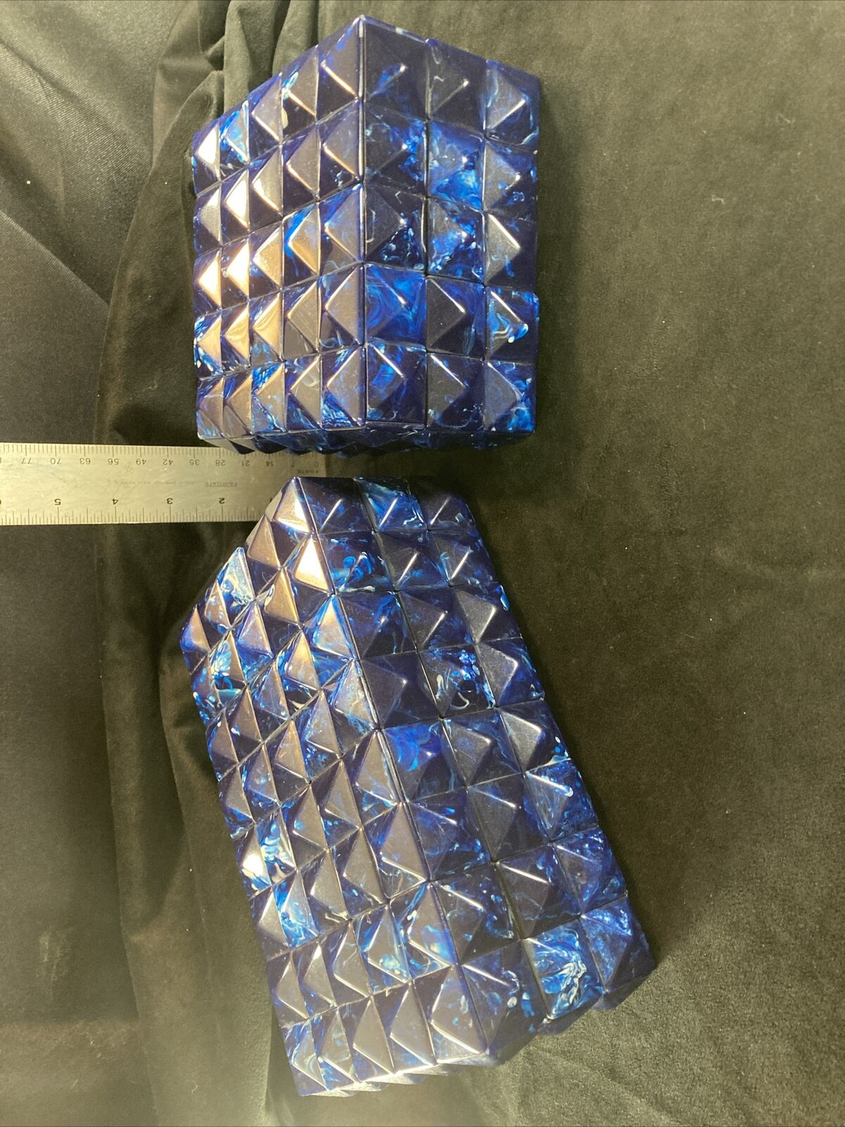 Lot 2 Decorative Boxes Blue Faux Stone/Marble 8x5” & 5x5”x 3.5” Pier One Imports