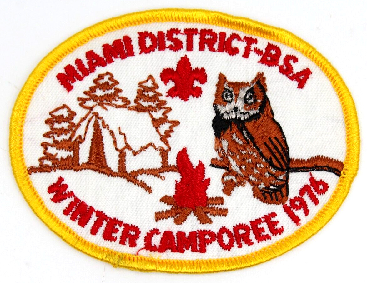 1976 Winter Camporee Miami District Anthony Wayne Area Council Patch BSA Owl