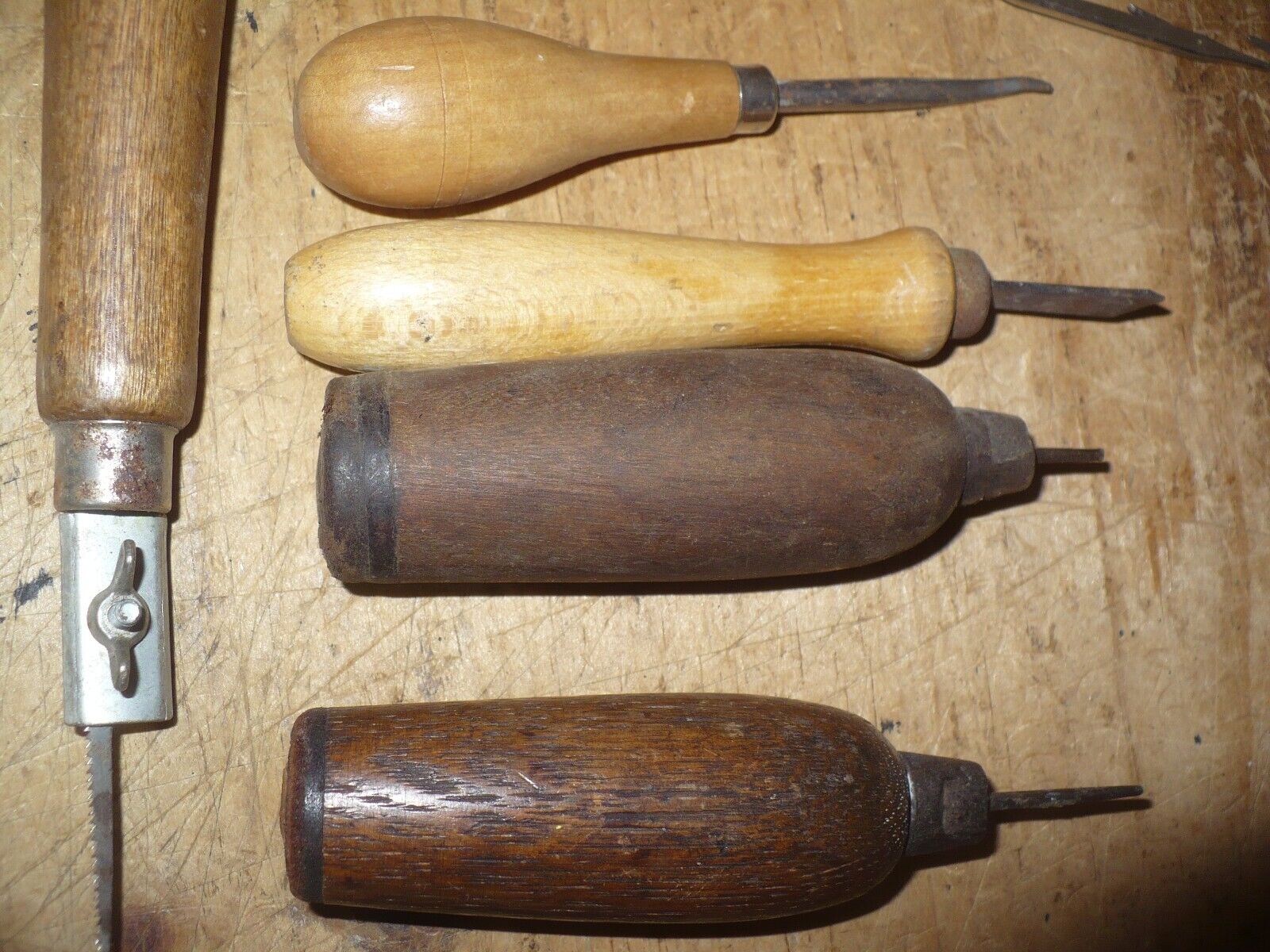 Eight Small Vintage Wood Handled Tools