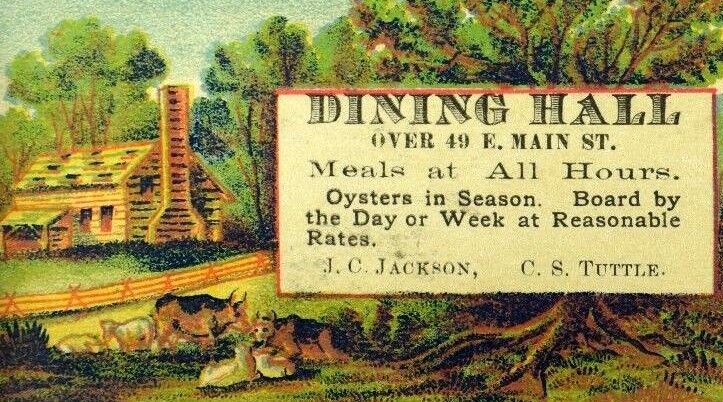 1870\'s-80\'s Dining Hall, Over 49 E. Main St. Boston Oysters In Season Card F99