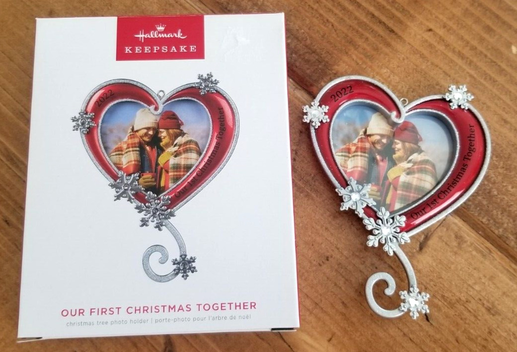 Hallmark 2022 Our First Christmas Together Heart Photo Holder Christmas Ornament
