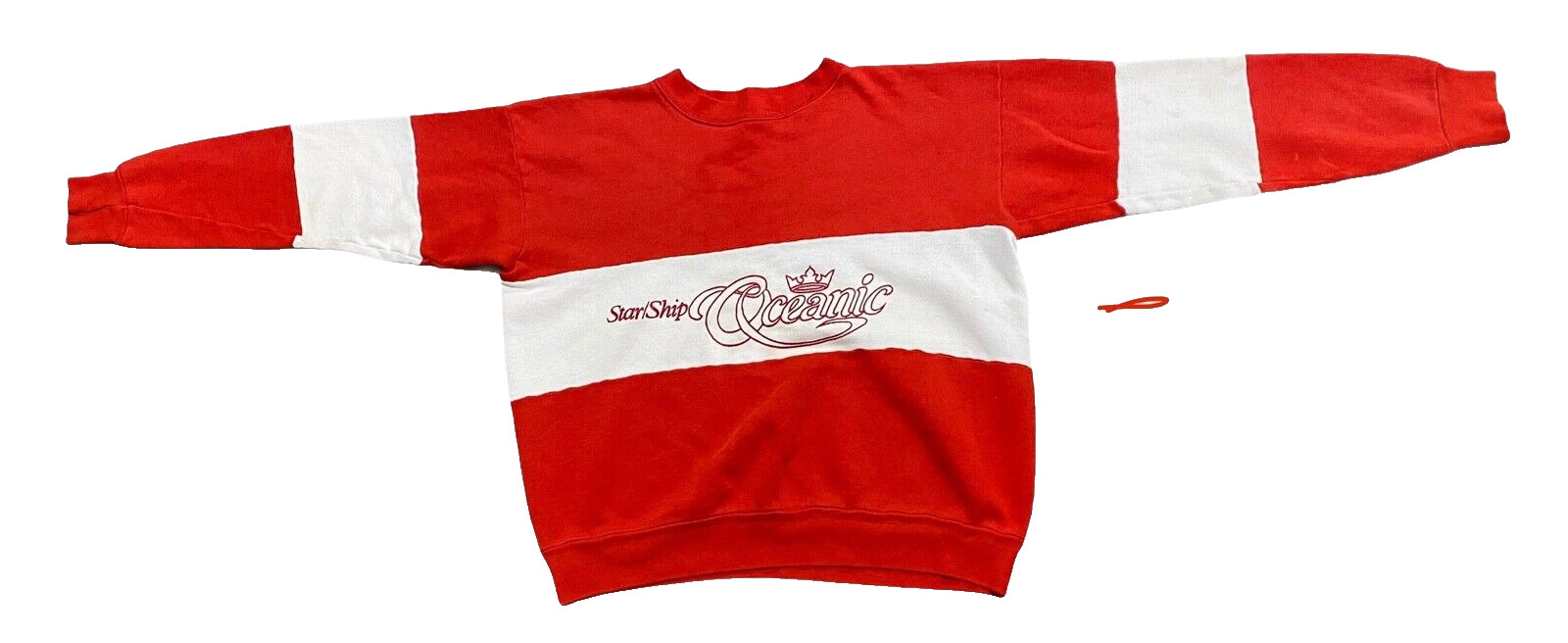 Starship Oceanic Sweater (Disney) Vintage Size Small S Red White Long Sleeve