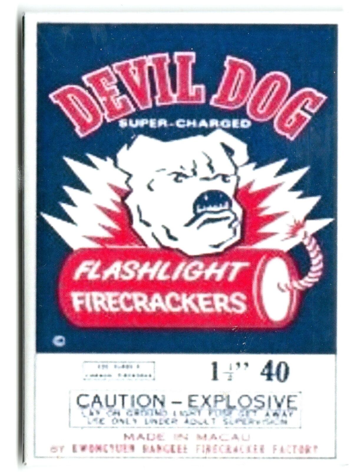 Vintage Devil Dog Firecracker Label MAGNET for Fridge Metal  100\'s in store